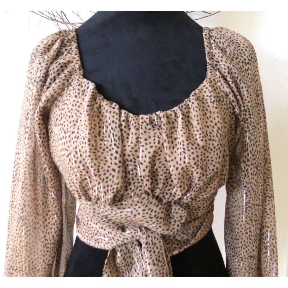 Japna Tie Crop Top with Gold Embellishments  Small EUC